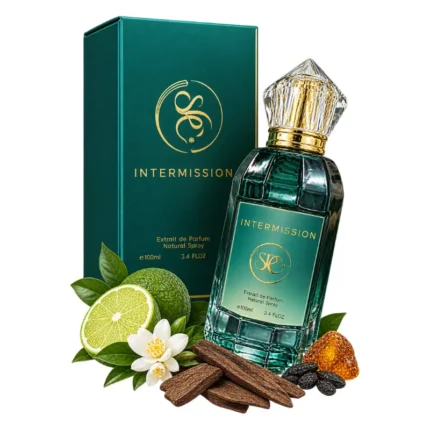 SPC Intermission Extrait de Parfum 100ml green and gold perfume bottle