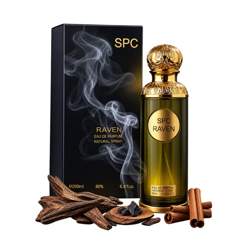 SPC Raven Eau de Parfum 200ml dark green and gold perfume bottle