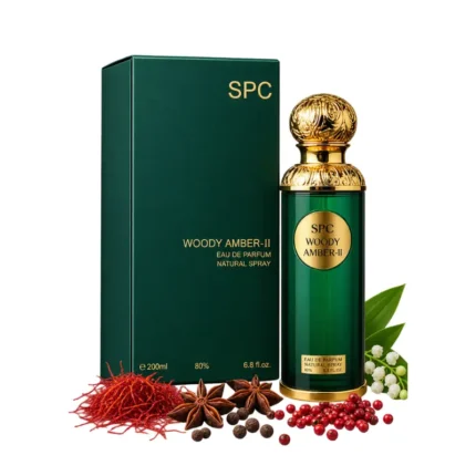 SPC Woody Amber-II Eau de Parfum 200ml green and gold perfume bottle